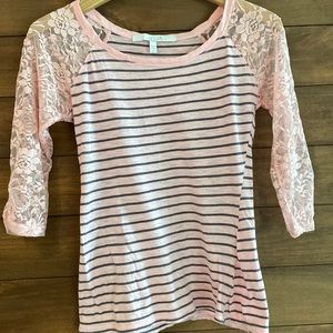 Delia’s size XS pink and black striped top